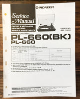 Pioneer PL-660 Record Player / Turntable Service Manual *Original* #1