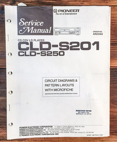 Pioneer CLD-S201 CLD-S250 CD CDV LD Player  Service Manual *Original* #1