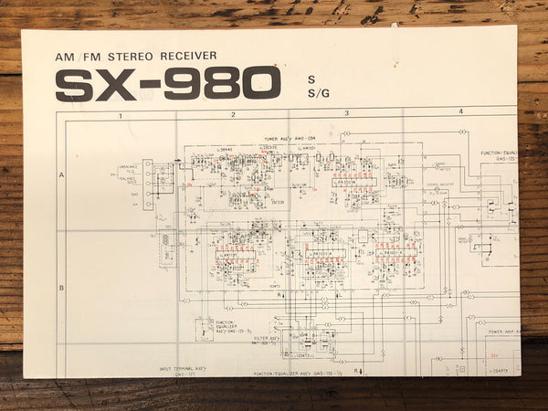 Pioneer SX-980 S S/G Receiver Foldout Service Manual *Original*