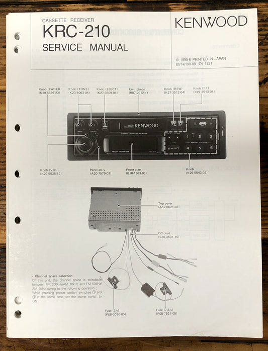 Kenwood KRC-210 Car Radio  Service Manual *Original*