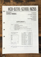 Sony HCD-D270 HCD-G3100 HCD-N255 Stereo Supp. Service Manual *Original*