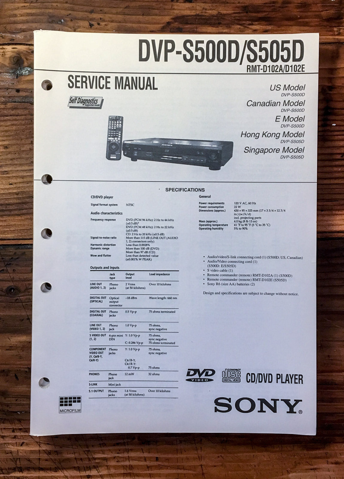 Sony DVP-S500D DVP-S505D   Service Manual *Original*