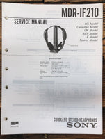 Sony MDR-IF210 Headphones  Service Manual *Original*