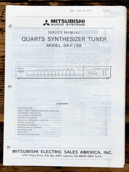 Mitsubishi DA-F158 Tuner Service Manual *Original*