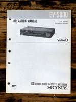 Sony EV-S800 Video 8 VCR  Owner / Operation Manual *Original*