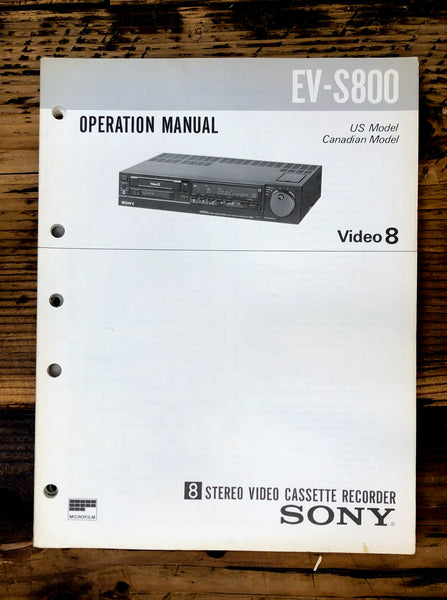 Sony EV-S800 Video 8 VCR  Owner / Operation Manual *Original*