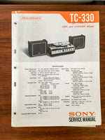 Sony TC-330 Reel to Reel Preliminary Service Manual *Original*