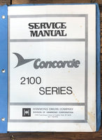 Hammond Organ Concorde 2100 Series   Service Manual *Original*