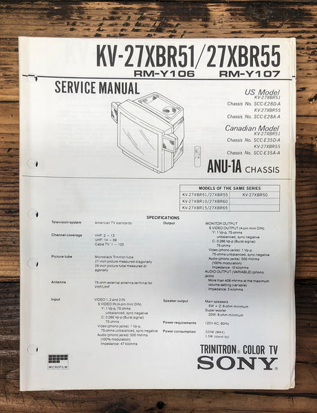 Sony KV-27XBR51 KV-27XBR55 TV  Service Manual *Original*