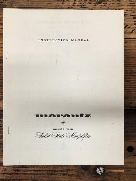 Marantz Model 15 Amplifier  Owner / User Manual *Original*