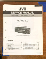 JVC PC-V77 V77C V77J Portable Stereo Boombox Service Manual *Original*