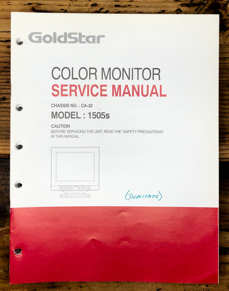 Goldstar CA-32 1505s Color Monitor Service Manual *Original* #2