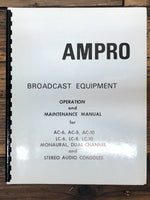 Ampro AC-6 -8 -10 LC-6 -8 -10 Studio Console Instruction & Maint. Manual *Orig*