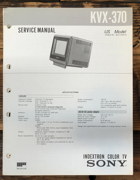 Sony KVX-370 TV  Service Manual *Original*