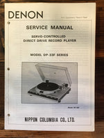 Denon DP-33F Record Player / Turntable Service Manual *Original*