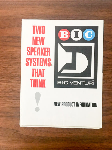 BIC Venturi Formula 5 / 7 Speaker 2 pg Fold Out Dealer Brochure *Original*