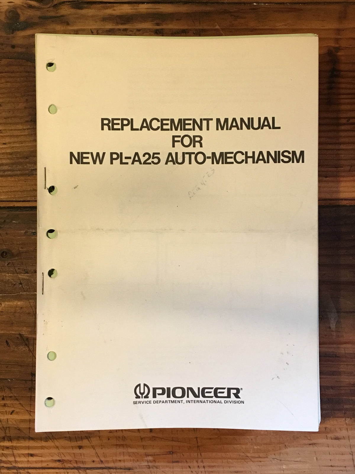 Pioneer PL-A25 Record Player "NEW MECHANISM'"Service Manual *Original*