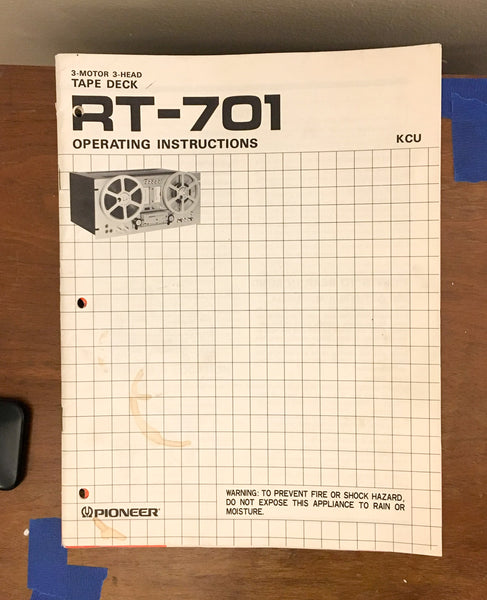 Pioneer RT-701 Reel to Reel Owners / Operating Manual *Original*