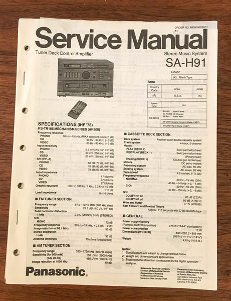 Panasonic SA-H91 Stereo System Service Manual *Original*