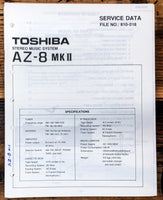 Toshiba AZ-8 MKII MK2 Stereo Service Manual *Original*