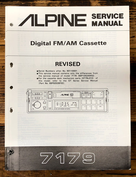 Alpine Model 7179 Car Radio Cassette Revised Service Manual *Original*