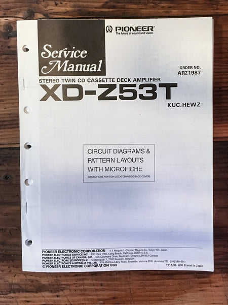 Pioneer XD-Z53T Cassette Amplifier Service Manual *Original*