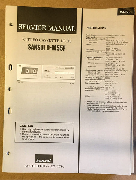 Sansui D-M55F Cassette / Tape Player Service Manual *Original*