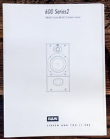 B&W Bowers Wilkins Model 600 Series 2 Speaker  Owner / User Manual *Original*