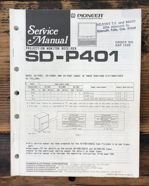 Pioneer SD-P401 Display  Service Manual *Original*