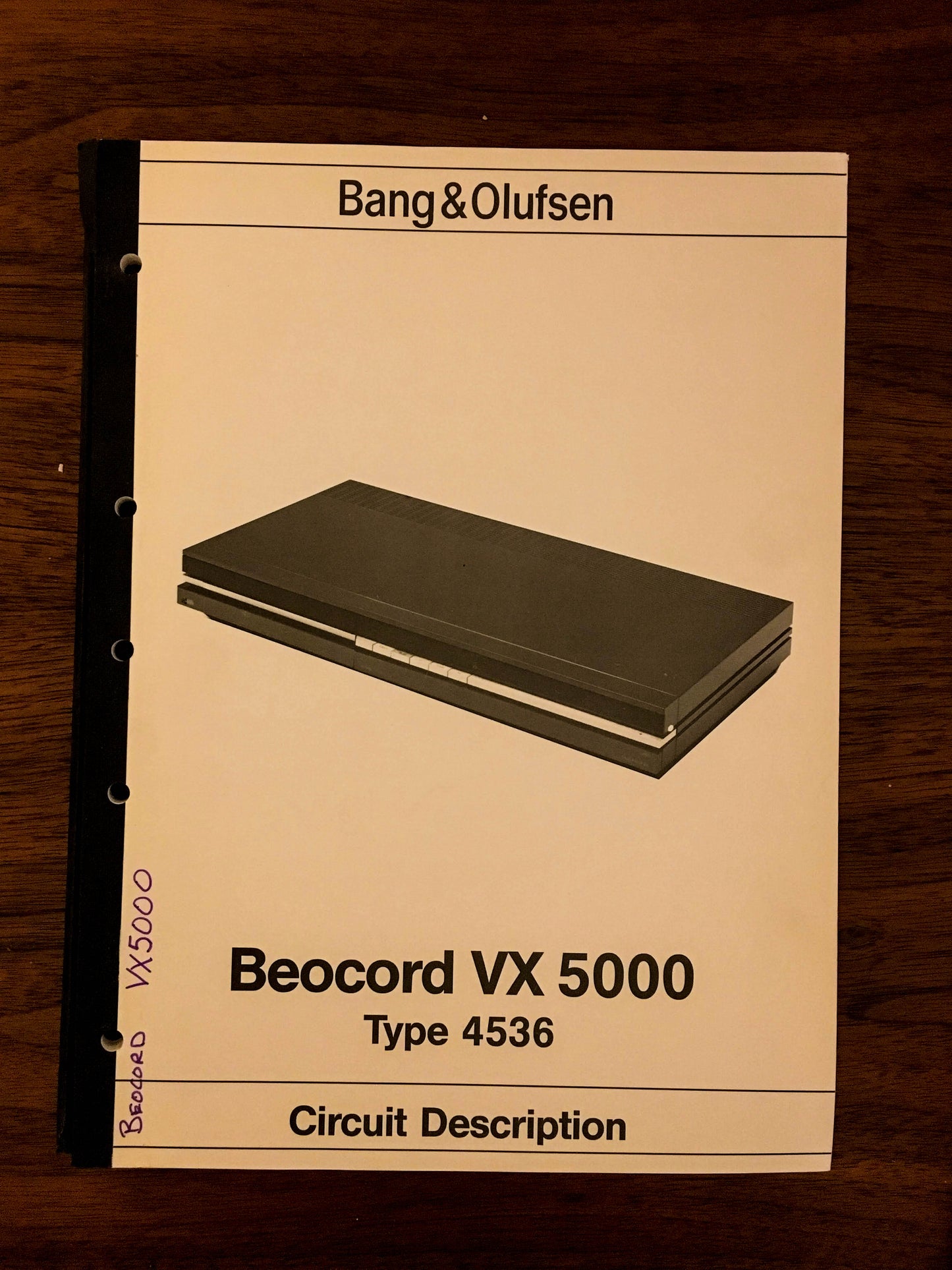 B&O Bang Olufsen Beocord VX 5000 type 4536 VHS Circuit Description Manual *Orig