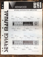 Kenwood KA-52 -72 -52B -72B Amplifier  Service Manual *Original*