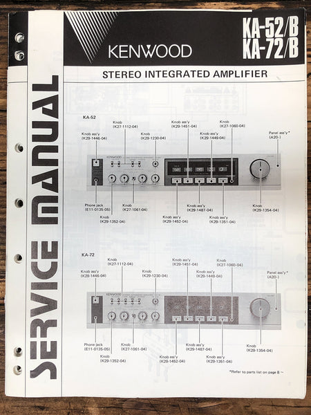 Kenwood KA-52 -72 -52B -72B Amplifier  Service Manual *Original*