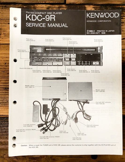Kenwood KDC-9R Car Radio  Service Manual *Original*