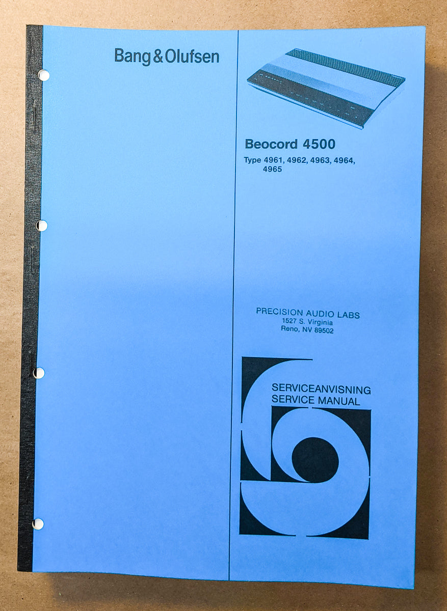 B&O Bang Olufsen Beocord 4500 Cassette Service Manual *Original*