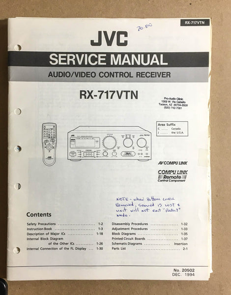 JVC RX-717 VTN Receiver  Service Manual *Original*