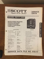 Scott RX111 STEREO  Service Manual *Original*