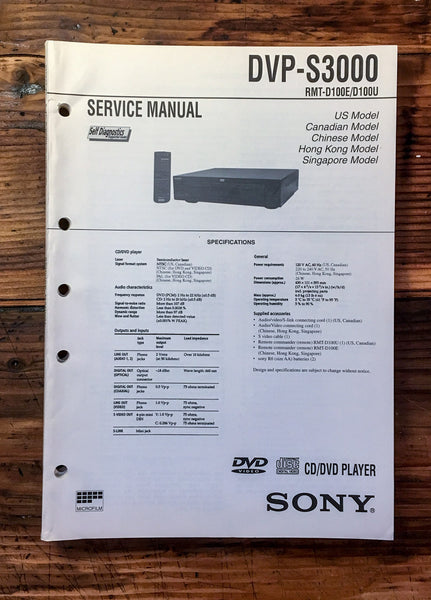 Sony DVP-S3000   Service Manual *Original*