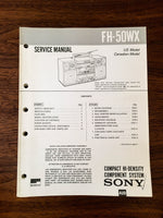 Sony FH-50WX Component Stereo Service Manual *Original*