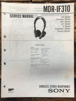 Sony MDR-IF310 Headphones  Service Manual *Original*