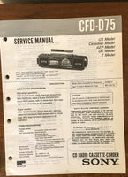 Sony CFD-D75 Radio Cassette Recorder  Service Manual *Original*