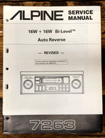 Alpine Model 7263 Car Stereo Revised Service Manual *Original* #1