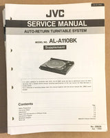 JVC AL-A110 BK Turntable / Record Player  Service Manual Supplement *Original*