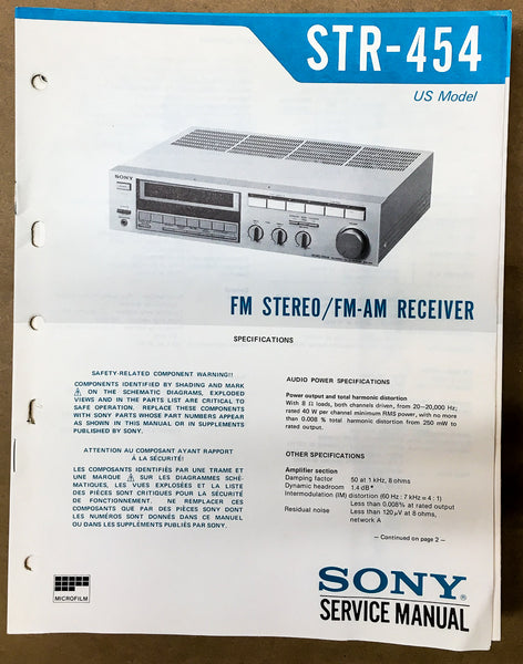 Sony STR-454 Receiver Service Manual *Original*