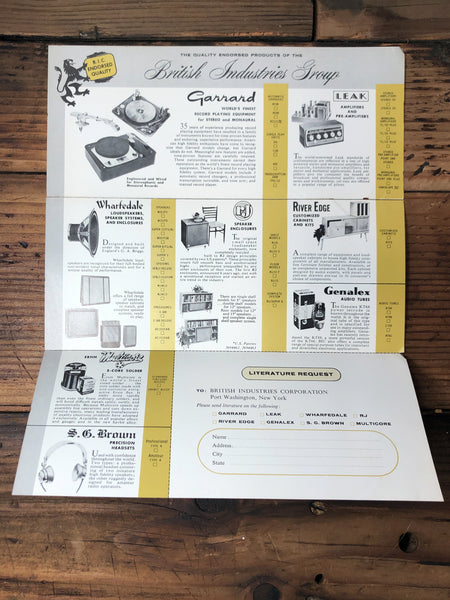 B.I.C Garrard 301 Leak Stereo 50 Genalex  3 pg Foldout Dealer Brochure *Orig*