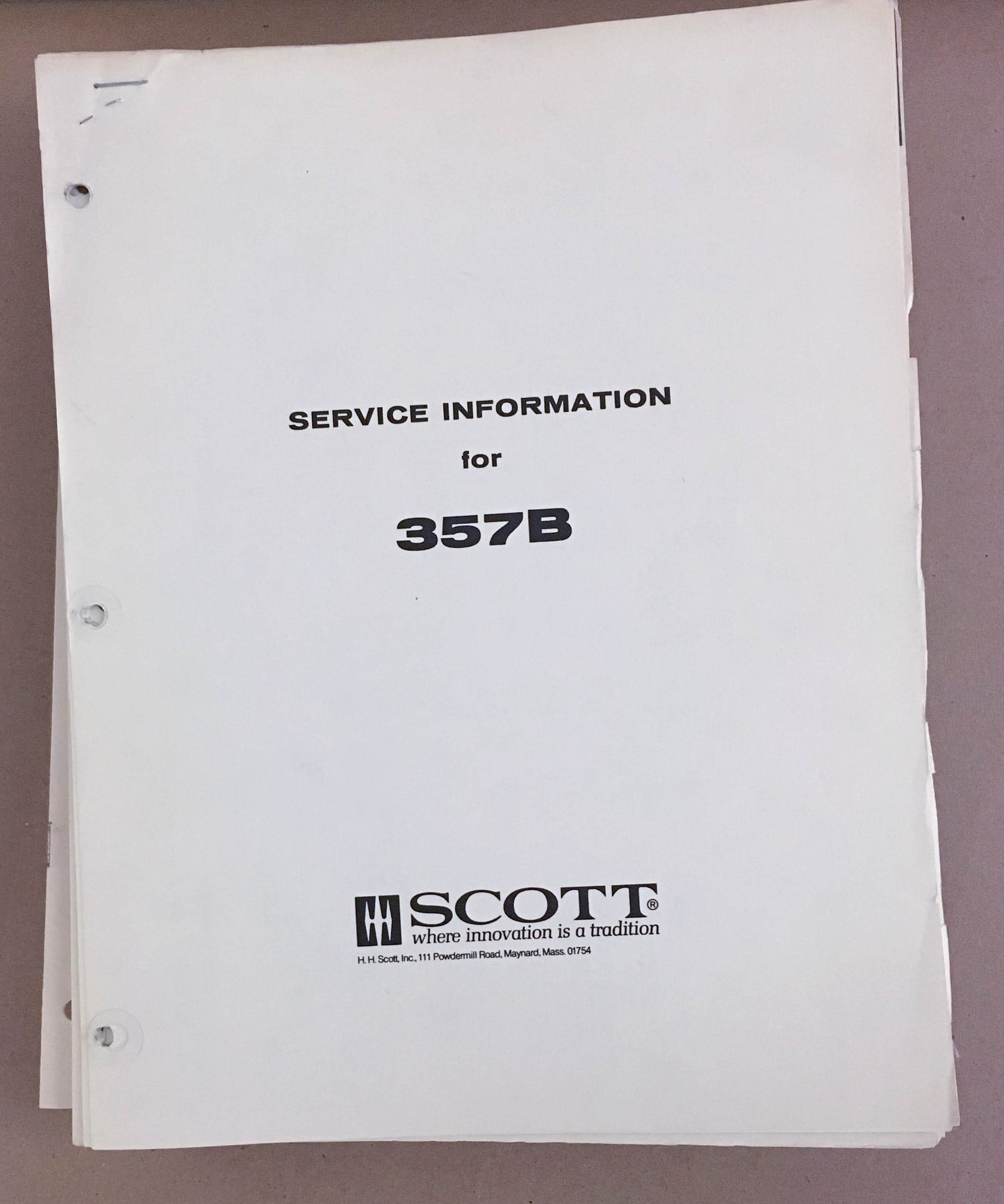 Scott 357B Receiver  Service Manual *Original*