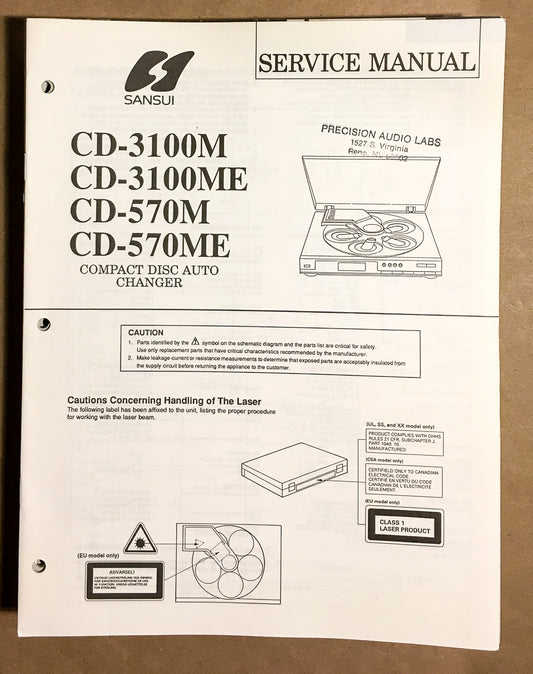 Sansui CD-3100M 3100ME 570M 570ME CD Player Service Manual *Original*