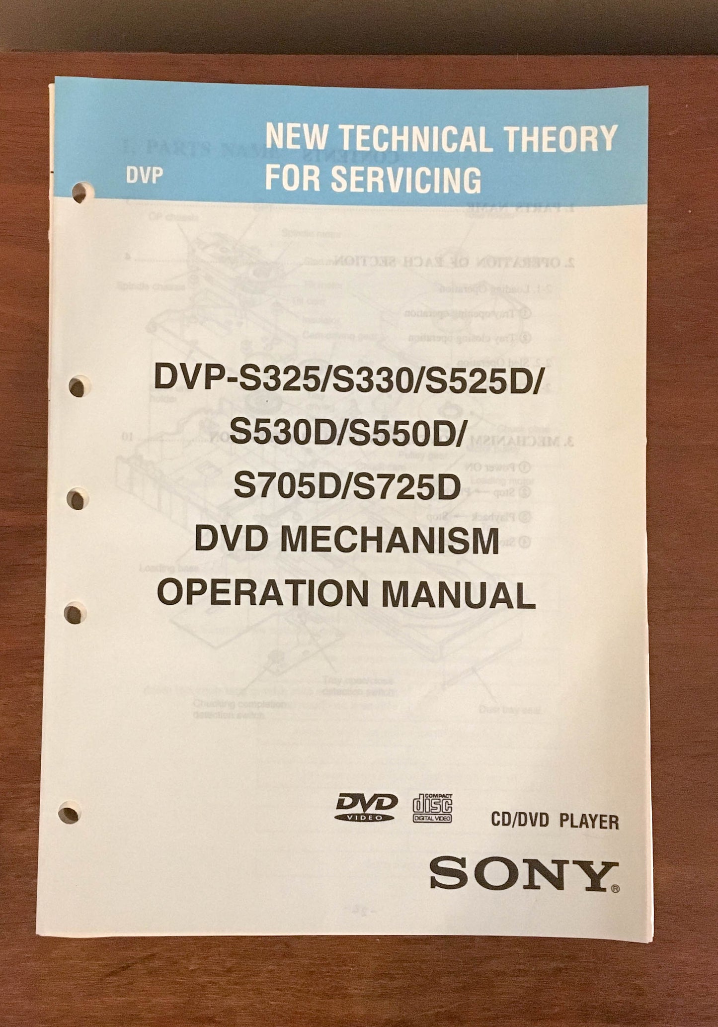 Sony DVP-S325 S330 S725D DVD Mechanism  Service Manual *Original*
