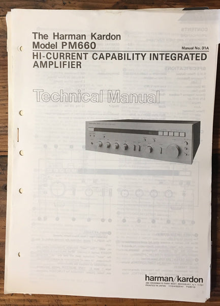 Harman Kardon HK 660 PM-660 Amplifier Service Manual *Original*