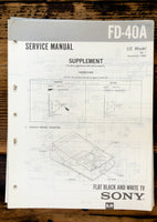 Sony FD-40A Watchman TV Supp. Service Manual *Original* #1