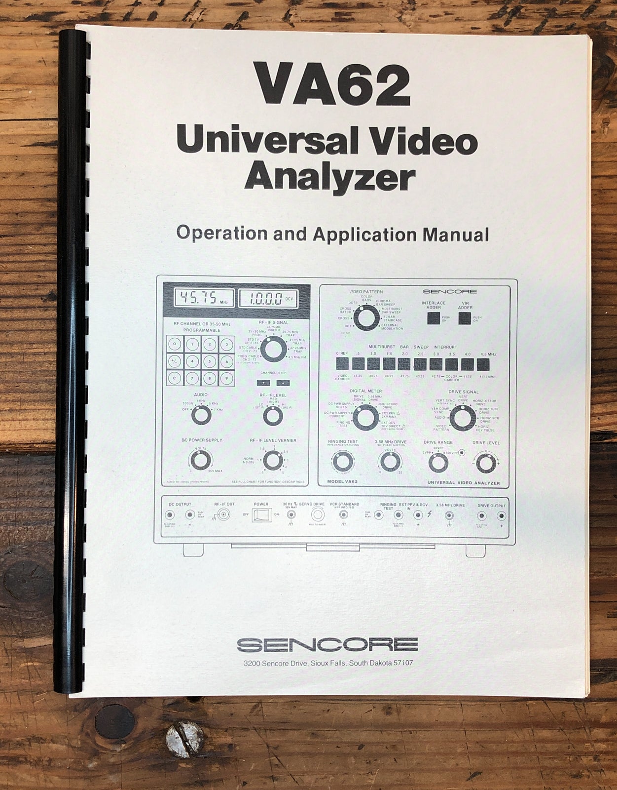 Sencore VA62 VA-62 Video Analyzer  Owners / User Manual *Original* #2